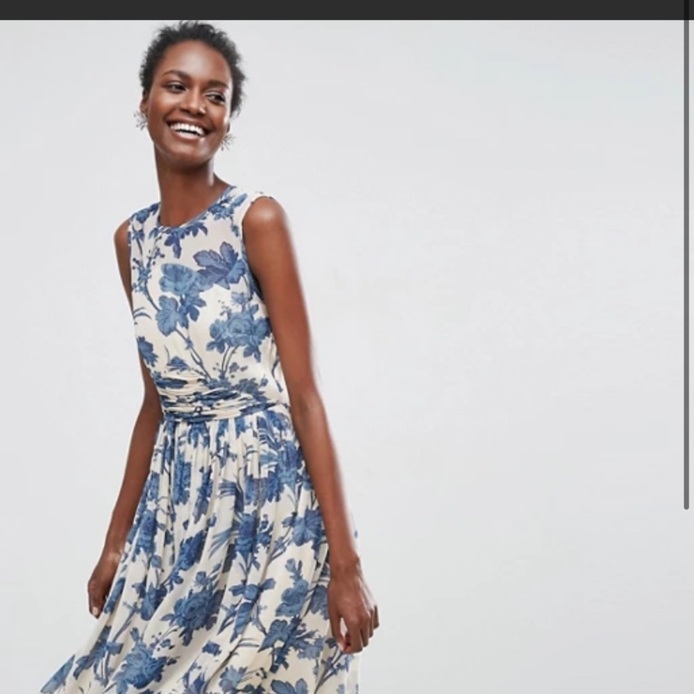 ASOS Midi Dress With Ruched Panel